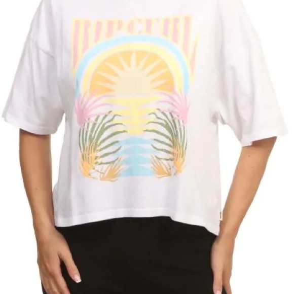 NWT Rip Curl Glow Heritage Crop Tee White Size Small Surfer Skate Shirt MSRP $33 - Picture 4 of 8
